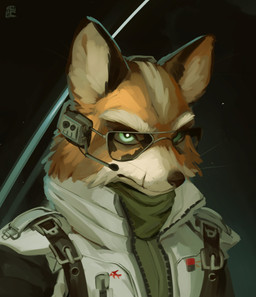 anthro black_nose broken_glasses clothed clothing electronics eyebrows eyewear facial_scar fully_clothed fur glasses green_clothing green_shirt green_topwear headgear headphones headset inner_ear_fluff jacket male microphone multicolored_body multicolored_fur scar shirt solo straps sunglasses tan_body tan_fur topwear tuft two_tone_body two_tone_fur wearing_sunglasses whiskers white_body white_clothing white_fur white_jacket white_topwear swiwwel nintendo star_fox star_fox_(2026) james_mccloud canid canine fox mammal 2026 absurd_res bust_portrait hi_res portrait