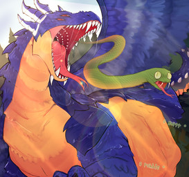 4_eyes abdominal_bulge belly big_belly bodily_fluids drooling fangs feral macro male male/male micro multi_eye oral oral_vore organs rumbling_stomach saliva saliva_string stomach teeth tongue tongue_out vore zero_(z3r0_gt) z3r0_gt mythology dragon mythological_creature mythological_scalie reptile scalie snake hi_res