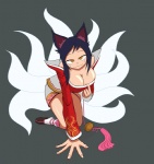 big_breasts breasts cleavage clothed clothing down_blouse female huge_breasts multi_tail simple_background solo tail teasing text nestkeeper league_of_legends riot_games tencent ahri_(lol) animal_humanoid canid canid_humanoid canine canine_humanoid fox_humanoid human humanoid mammal mammal_humanoid 2d_animation alpha_channel animated frame_by_frame korean_text short_playtime