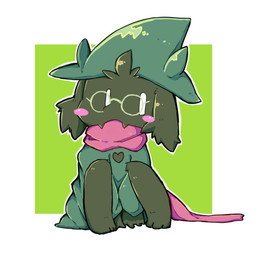 anthro blush clothing eyewear fur glasses hat headgear headwear scarf sitting solo fermata_suzuka deltarune undertale_(series) ralsei bovid caprine darkner goat mammal 1:1 2019