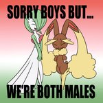 ambiguous_gender anthro duo eyes_closed gradient_background open_mouth simple_background smile text the_truth mysteryfanboy91 nintendo pokemon gardevoir generation_3_pokemon generation_4_pokemon lopunny pokemon_(species) 1:1 english_text hi_res lol_comments reaction_image male_(lore)