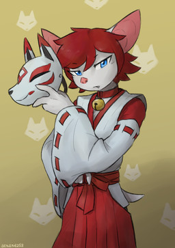 4_fingers alternate_species animal_mask anthro biped blue_eyes bottomwear claws clothed clothed_anthro clothed_male clothing finger_claws fingers fox_mask front_view fully_clothed fully_clothed_anthro fully_clothed_male fur hair holding_mask holding_object looking_at_viewer male mask red_hair simple_background solo standing tail teeth topwear white_body white_fur white_tail sealer4258 lewin_(sealer4258) bat mammal 2025 absurd_res digital_drawing_(artwork) digital_media_(artwork) hi_res