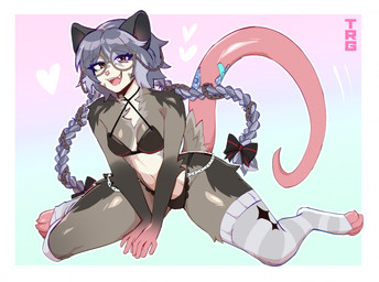 anthro biped bra breasts clothed clothed_anthro clothed_female clothing eyewear feet female fingers glasses hair navel panties solo tail teeth toes tongue underwear thericegoat zuri_(laggyb0i) american_opossum mammal marsupial 2026 digital_drawing_(artwork) digital_media_(artwork) hi_res