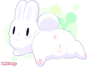 anus anus_blush black_eyes blush body_blush dewlap_(anatomy) female feral fluffy fluffy_tail fur genitals pawpads pink_anus pink_nose pink_pawpads pink_vulva simple_face solo tail vulva vulva_blush white_body white_fur nakimayo terraria lagomorph leporid mammal rabbit 4:3 digital_drawing_(artwork) digital_media_(artwork) hi_res