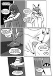 arm_on_knee arm_on_knees arm_on_leg arm_on_legs arms_bent bedroom bent_legs bottomwear canid canine clothing colored_nails comic conjoined_speech_bubble costume dialogue english_text female fox fursuit fursuit_head greyscale grimart hair humanoid inner_monologue knees_pulled_up knock-kneed leto_(grimart) long_hair male mammal monochrome nails name_drop name_in_dialogue pants partial_fursuit planted_legs reth_(grimart) shirt sitting speech_bubble text text_emphasis topwear