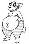 anthro belly big_belly big_navel ear_piercing hairl hairless huge_belly male navel navel_piercing nipple_piercing nipples overweight overweight_anthro overweight_male piercing shirtless simple_background white_background nastii unnamed_character domestic_cat felid feline felis hairless_cat mammal sphynx_(cat) monochrome