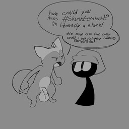 angry anthro balls beanie big_balls black_eyes casual_nudity clothing dialogue duo genitals grey_background hat headgear headwear looking_at_another male open_mouth penis simple_background speech_bubble standing tail talking_to_another text kasa_beanie skunktember kasabeanie_(kasa_beanie) will_(kasa_beanie) canid canine humanoid hybrid mammal mephitid raccoon_dog shadow_creature skunk tanuki 1:1 2023 english_text hi_res monochrome