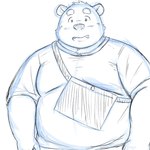 anthro belly blush clothing kemono male overweight overweight_anthro overweight_male shirt simple_background solo topwear white_background yaki_atsuage bear mammal 1:1 2021 hi_res sketch