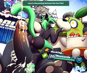 4_toes anthro anus balls black_balls black_body black_claws black_fur blue_body blue_fur bodily_fluids cake claws cum cum_on_feet cum_on_pawpads cum_on_penis cumshot dessert duo ejaculation feet food foot_fetish foot_play footjob fur gameplay_mechanics genital_fluids genitals gradient_penis green_eyes green_hair green_pawpads green_tail hair half-closed_eyes laying_on_another looking_back male male/male narrowed_eyes nude outside_sex pawpads penile penis perineum pink_nose raised_tail seductive sex size_difference snow star_eyes tail text toes white_body white_fur white_toes dustythebat mythology palworld pocketpair aevyn avery_(fwuffydurg) dragon eastern_dragon felid feline furred_dragon furred_scalie mammal mossanda mythological_creature mythological_scalie pal_(species) pyrin_noct scalie absurd_res english_text hi_res