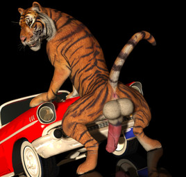 anus balls big_balls big_penis black_background car erection fangs feral genitals looking_at_viewer looking_back male open_mouth penis raised_tail realistic_feral rear_view simple_background solo tail tail_anus teeth vehicle vein veiny_penis whiskers tapiko felid mammal pantherine tiger 3d_(artwork) archived_source digital_media_(artwork)