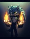 bracelet chest_tuft clothing fire fur gloves glowing glowing_eyes green_body green_fur handwear jewelry male nude solo tuft yellow_eyes einnharder ink-bear sega sonic_the_hedgehog_(series) fan_character eulipotyphlan hedgehog mammal hi_res letterbox