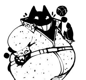 anthro belly belt biped claws clothing collared_shirt cuffs_(clothing) electronics glitter male overweight pawpads paws shirt simple_background solo speaker teeth toothy_grin topwear killer_outlet deltarune undertale_(series) famous_fred friend_(deltarune) felid feline mammal 2025 monochrome sketch