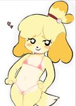 anthro bikini breasts clothing female genitals micro_bikini nipples pussy small_breasts solo swimwear triangle_bikini two-piece_swimsuit young molly_derp animal_crossing nintendo isabelle_(animal_crossing) canid canine canis domestic_dog mammal absurd_res hi_res