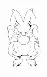 ambiguous_gender anthro butt featureless_crotch rear_view simple_background solo white_background darkboss nintendo pokemon generation_6_pokemon lagomorph mammal mega_evolution mega_lopunny pokemon_(species) 5:8 black_and_white hi_res monochrome