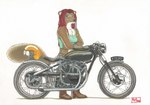 anthro female motorcycle solo vehicle n2o stella_(n2o) mammal mustelid musteline true_musteline weasel