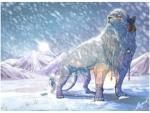 border feral fur hair male mane mountain outside snow solo standing white_border arucarrd felid lion mammal pantherine