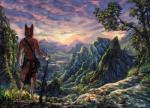 amazing_background anthro barefoot biped collar day detailed_background digitigrade feet fur gun holding_gun holding_object holding_ranged_weapon holding_weapon landscape male mountain nature outside plant ranged_weapon river sky solo standing tree water weapon nukerooster bruma_(rinzazen) canid canine canis ethiopian_wolf mammal 2018 detailed digital_media_(artwork)