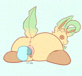 anthro balls big_butt bodily_fluids butt button_(fastener) button_eyes duo erection female female_penetrated feral fur genital_fluids genitals hair huge_butt interspecies male male/female male_penetrating male_penetrating_female nude penetrable_sex_toy penetration penile penis plushie plushophilia sex sex_toy simple_background tail thick_thighs vaginal vulva wide_hips jellybeankofi nintendo pokemon anon animate_inanimate canid canine eeveelution generation_1_pokemon generation_4_pokemon leafeon mammal pokemon_(species) adversarial_noise digital_drawing_(artwork) digital_media_(artwork) hi_res