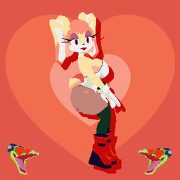 anthro big_breasts boots breasts clothed clothing duo female footwear heart_background heart_eyes heart_symbol leotard limitiv low_poly shoes simple_background sega sonic_the_hedgehog_(series) vanilla_the_rabbit vector_the_crocodile crocodile crocodilian lagomorph leporid mammal rabbit reptile scalie 3d_(artwork) animated digital_media_(artwork) turntable_(animation)
