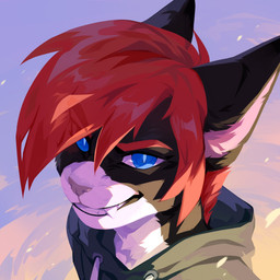 anthro black_body black_clothing black_fur black_hoodie black_topwear blue_eyes clothed clothing eye_through_hair eyebrow_through_hair eyebrows fangs fur glistening glistening_hair grin hair hoodie looking_at_viewer male neck_tuft pink_nose pupils red_hair simple_background slit_pupils smile solo teeth three-quarter_view topwear translucent translucent_hair tuft unsigned white_body white_fur corzh77 domestic_cat felid feline felis mammal 1:1 absurd_res bust_portrait detailed hi_res icon portrait