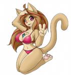 3_toes anthro barefoot bikini breasts cellphone clothed clothing electronics feet female hair pawpads phone pink_pawpads smile soles solo swimwear toes two-piece_swimsuit nekonny domestic_cat felid feline felis mammal