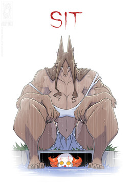 anthro big_breasts bottomwear breasts brown_body brown_fur brown_hair claws cleavage clothed clothing clown crop_top daisy_dukes denim denim_bottomwear denim_clothing denim_shorts drain duo empty_eyes female fur grass hair hotpants male parody plant red_hair shirt shorts simple_background tan_body tan_fur text topwear torn_clothing torn_shirt torn_topwear white_background white_body white_eyes yellow_eyes conditional_dnp jollyjack it_(stephen_king) mythology stephen_king_(copyright) pennywise_the_dancing_clown canid canine human mammal mythological_canine mythological_creature werecanid werecanine werecreature werewolf 2025 english_text