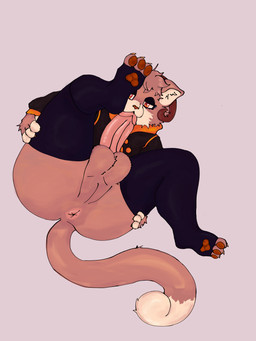 anthro autofellatio brown_body clothed clothing frannee genitals horn male male/male masturbation oral oral_masturbation orange_penis partially_clothed penile penile_masturbation penis solo franneee domestic_cat felid feline felis humanoid hybrid mammal absurd_res hi_res