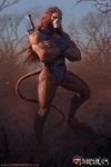 abs anthro armor belt biceps biped bracers brown_body brown_fur brown_hair claws clothed clothing crossed_arms fur hair looking_at_viewer male mane melee_weapon muscular muscular_anthro muscular_male orange_eyes orange_hair outside pecs pose red_eyes red_hair shin_guards solo standing sword sword_of_omens tail tan_body tan_fur vein weapon whiskers dave_rapoza thundercats thundercats_1985 lion-o felid lion mammal pantherine 2:3 full-length_portrait portrait