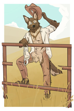 animal_genitalia anthro balls black_nose bodily_fluids boots brown_body brown_chaps brown_eyes brown_fur chaps clothed clothing cowboy_hat footwear fur genitals grass_field hat headgear headwear holding_clothing holding_object holding_underwear humanoid_hands jockstrap looking_at_viewer male no_underwear open_clothing open_shirt open_topwear outdoor_background sheath shirt shoes smile smiling_at_viewer smirk smirking_at_viewer solo stained_clothing stained_underwear sweat tail topwear underwear white_clothing white_jockstrap white_shirt white_topwear white_underwear wolfscented northern_lights_(visual_novel) aldric_(northern_lights) canid canine canis domestic_dog german_shepherd herding_dog mammal pastoral_dog 2023 digital_drawing_(artwork) digital_media_(artwork) english_description hi_res