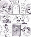 ambiguous_gender canid canine canis comic coop_(wrng) dialogue english_text feral graphite_(artwork) greyscale group human male mammal monochrome natsume_(wrng) natsumewolf oz_(wrng) pencil_(artwork) rikku text traditional_media_(artwork) wolf wolf's_rain wolf's_rain_next_generation