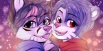 anthro duo eyebrow_through_hair eyebrows fangs hair male male/male piercing teeth tongue tongue_out tongue_piercing translucent translucent_hair bastionshadowpaw krech toshi_(bastionshadowpaw) canid canine fox mammal mustelid otter 2:1 hi_res nonbinary_(lore)