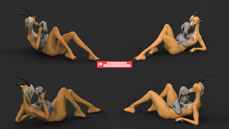 2_toes 4_fingers anthro areola biped blonde_hair bracelet bracelet_only breasts claws dipstick_ears duo ear_markings eyes_closed feet female female/female female_anthro fingers genitals hair hand_on_breast hand_on_cheek interspecies jewelry kissing medium_breasts multicolored_body multicolored_ears multiple_angles nipples nude nude_anthro nude_female plantigrade scut_tail sex short_hair short_tail simple_background size_difference small_breasts soles tail text three-quarter_view toes two_tone_body vulva bambookat disney zootopia gazelle_(zootopia) judy_hopps antelope bovid european_rabbit gazelle lagomorph leporid mammal oryctolagus rabbit thomson's_gazelle true_antelope 16:9 3d_(artwork) absurd_res digital_media_(artwork) english_text hi_res multiple_images shaded soft_shading url widescreen