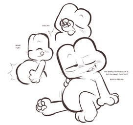 belly big_belly dialogue duo male one_eye_closed paws simple_background sitting swallowing text vore white_background clockstops3am conditional_dnp stonerobjectum battle_for_dream_island object_shows four_(bfb) x_(bfb) algebralian black_and_white comic english_text hi_res monochrome