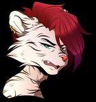 anthro glare gold_ear_ring green_eyes hair male piercing red_hair solo stripes threatening hazelkisses finnian_ennis felid mammal pantherine tiger alpha_channel