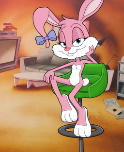 3_toes 4_fingers anthro big_feet biped black_eyebrows blue_eyes breasts buckteeth chair closed_smile cotton_tail ear_bow electronics eyebrows eyelashes featureless_breasts featureless_crotch feet female female_anthro fingers fur furniture furniture_lamp half-closed_eyes hand_on_own_cheek head_tuft humanoid_hands inside looking_at_viewer mouth_closed multicolored_body multicolored_fur narrowed_eyes nude nude_anthro nude_female pink_body pink_ears pink_fur pink_inner_ear plantigrade pupils short_tail sitting small_breasts smile smiling_at_viewer sofa solo table tail teeth television toes tuft two_tone_body two_tone_fur vinyl_record white_body white_fur white_tail young young_anthro young_female mopgoblin tiny_toon_adventures warner_brothers babs_bunny lagomorph leporid mammal rabbit 2026 hi_res