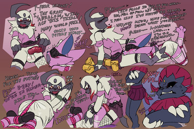 accessory angry animal_genitalia animal_penis anthro anthro_on_anthro anthro_penetrated anthro_penetrating anthro_penetrating_anthro arms_tied_behind_back balls bdsm belt biped black_body blindfold blush blush_lines bodily_fluids bondage bottomwear bound bracelet canine_genitalia canine_penis claws clothed clothed_female clothed_male clothing clothing_lift collar cum cum_in_mouth cum_inside cum_on_face dialogue digitigrade dripping ear_piercing erection eyes_closed feet fellatio female female_penetrated femboy finger_claws full_heal_(pokemon) gag gagged genital_fluids genitals hair head_crest headgear headwear horn hot_dogging jewelry knot legs_tied legwear looking_pleasured male male/female male_penetrating male_penetrating_female necktie nurse_clothing nurse_headwear nurse_uniform open_mouth oral oral_penetration paws penetration penile penis penis_in_mouth piercing pink_body pink_clothing precum precum_drip red_eyes restraints rope rope_bondage rope_harness rubbing_hands sex shirt simple_background skirt skirt_lift spiked_collar spikes tail tape tape_gag text thigh_highs toe_claws toes topwear uniform white_body white_clothing white_hair vonepitaph nintendo pokemon absalom_(vonepitaph) solis_(vonepitaph) vex_(vonepitaph) absol eeveelution espeon generation_2_pokemon generation_3_pokemon generation_4_pokemon pokemon_(species) weavile 2025 comic digital_media_(artwork) english_text hi_res