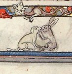 ambiguous/ambiguous ambiguous_gender being_watched duo_focus feral group holding_head illuminated_manuscript kissing looking_at_another medieval trio unknown_artist mythology canid canine canis domestic_dog dragon lagomorph leporid mammal mythological_creature mythological_scalie rabbit scalie ancient_art traditional_media_(artwork)