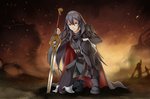 annoyed embers female human_only kneeling looking_at_viewer melee_weapon not_furry solo sword weapon indy-k fire_emblem nintendo lucina human mammal 2016 absurd_res hi_res story_at_source