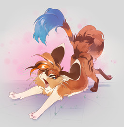 blue_body blue_fur blue_hair blue_tail bodily_fluids cat_tail female feral fluffy fluffy_chest fluffy_fur fluffy_hair fluffy_tail fur hair long_ears neck_tuft open_mouth pink_nose pink_tongue solo tail teardrop tears tears_of_pleasure tongue tuft whiskers yawn yawning_position kandkaru domestic_cat felid feline felis mammal hi_res