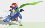 ambiguous_gender anthro bag beak clothing electronics grass gun hat headgear headphones headwear membrane_(anatomy) membranous_wings plant polar_star ranged_weapon scarf smoke solo weapon wings unknown_artist cave_story disgaea nippon_ichi_software quote_(cave_story) avian bird penguin prinny