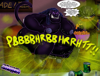 angry anthro areola balls belly beverage_can big_areola big_belly big_butt big_moobs bodily_fluids book bookshelf bowl butt chubby_penis container dialogue dominant dominant_anthro dominant_male dreadlocks duo eyes_closed facesitting fangs fart fart_cloud fart_fetish farting_on_another farting_on_male fat_folds food fur furniture genitals grey_body grey_fur huge_belly huge_butt huge_moobs male male/male messy moobs nachos nipples nude nude_anthro nude_male obese obese_anthro obese_male onomatopoeia overweight overweight_anthro overweight_male penis profanity purple_areola purple_balls purple_body purple_fur purple_nipples purple_penis sharp_teeth sitting sitting_on_another sofa sound_effects speech_bubble sweat sweaty_belly sweaty_butt sweaty_moobs teeth text yelling nabb-kun smallfryspy nabb_(nabb-kun) shade_(nabb-kun) domestic_cat felid feline felis hybrid mammal procyonid raccoon 2026 english_text hi_res