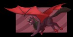 abstract_background ambiguous_gender brown_body brown_fur cheek_tuft facial_tuft fangs feral fur membrane_(anatomy) membranous_wings neck_tuft open_mouth pawpads red_eyes red_pawpads red_wings side_view solo teeth tuft wings imperatorcaesar bat felid hybrid mammal hi_res