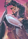 anthro biker biker_jacket black_clothing claws clothed_female clothing female motorcycle pose solo vehicle kyander disney the_lion_king zira_(the_lion_king) felid lion mammal pantherine pinup