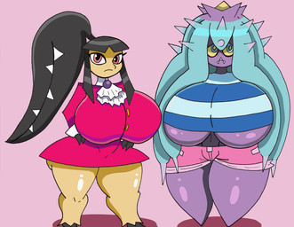anthro barefoot big_breasts breasts curvy_figure duo feet female hand_on_hip huge_breasts hyper hyper_breasts short_stack under_boob gooeyblob nintendo pokemon platinum_(gooeyblob) shoal_(gooeyblob) generation_3_pokemon generation_7_pokemon mareanie mawile pokemon_(species) hi_res