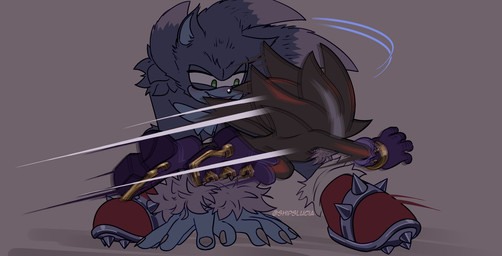 anthro duo fur jumping_on_another male male/male shipslucia sega sonic_the_hedgehog_(series) sonic_unleashed shadow_the_hedgehog sonic_the_hedgehog sonic_the_werehog eulipotyphlan hedgehog mammal vampire werecreature wereeulipotyphlan werehog hi_res