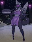 anthro breasts clothing end_crystal female horn midriff purple_clothing purple_eyes solo speech_bubble tail text the_end_(minecraft) wings corromon microsoft minecraft mojang mythology xbox_game_studios jean_(minecraft) dragon ender_dragon mythological_creature mythological_scalie scalie absurd_res english_text hi_res