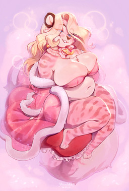 4_fingers 4_toes anthro barefoot bathrobe bedroom_eyes bell belly big_breasts blonde_hair blue_eyes bra breasts brown_ears brown_eyebrows brown_nose cheek_tuft chest_tuft circle cleavage cleavage_overflow clothed clothing collar countershade_face countershade_torso countershading curvy_figure eye_through_hair eyebrow_through_hair eyebrows eyelashes facial_tuft feet female fingers fluffy fluffy_tail fur fur_tuft grin hair hand_on_chest huge_breasts iris legs_together light long_hair looking_at_viewer markings multicolored_body multicolored_clothing multicolored_fur multicolored_robe narrowed_eyes navel overweight overweight_anthro overweight_female pillow pink_background pink_body pink_bra pink_clothing pink_collar pink_fur pink_ribbon pink_robe pink_stripes pink_tail pink_underwear plantigrade pupils ribbons robe seductive side_view simple_background sitting smile solo sparkles striped_body striped_fur striped_markings striped_tail stripes tail tail_markings tan_body tan_countershading tan_fur tan_inner_ear tan_tail teeth text textured_background thick_tail thick_thighs three-quarter_view toes translucent translucent_clothing translucent_hair translucent_robe tuft two_tone_body two_tone_fur two_tone_robe two_tone_tail underwear voluptuous white_clothing white_pupils white_robe ulitochka marzipan_(tiggybloom) felid mammal pantherine tiger 2021 absurd_res artist_name colored dated digital_media_(artwork) digital_painting_(artwork) full-length_portrait hi_res lighting painting_(artwork) portrait signature