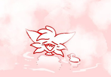 ambiguous_gender anthro bath enjoying reflection rubber_duck sauna sharp_teeth smile solo teeth water rime_the_vixen yiss mammal low_res