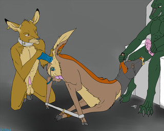 anal anal_penetration anthro anthro_on_feral anthro_penetrating anthro_penetrating_feral ass_up bdsm bestiality bodily_fluids bondage bound collar dominant dominant_male double_penetration erection female feral feral_penetrated forced genitals group hands_tied hooves interspecies lying male male/female male_on_feral mask metal_collar nude on_front penetration penis restraints sex sex_toy slave spread_legs spreader_bar spreading submissive submissive_female tears teats toying_partner vaginal vibrator vulva backlash91 conditional_dnp mythology crocodile crocodilian deer dragon mammal mythological_creature mythological_scalie reptile scalie 5:4 digital_media_(artwork)