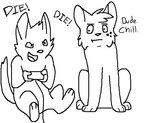 ambiguous_gender controller dialogue duo featureless_crotch feral fur game_controller gaming head_tuft holding_controller holding_game_controller holding_object looking_at_another narrowed_eyes nude open_mouth open_smile paws playing_video_game semi-anthro sitting smile tail talking_feral text tuft sebdoggo serenity_(comic) zeke_(serenity) domestic_cat felid feline felis mammal 2015 aliasing black_and_white digital_drawing_(artwork) digital_media_(artwork) english_text handwritten_text microsoft_paint_(artwork) monochrome sketch young_(lore)